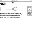 F. REYHER Sechskantschraube DIN 960 mit Schaft M20x1,5x160 mm 8.8