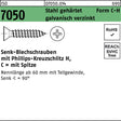 Blechschraube ISO 7050 von F. REYHER – 3,5 x 25 mm, Form C-H, Phillips-Kreuzschlitz, galvanisch verzinkt