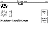 Sechskantanschweißmutter DIN 929 M3 Stahl von F. REYHER – 1000 Stück