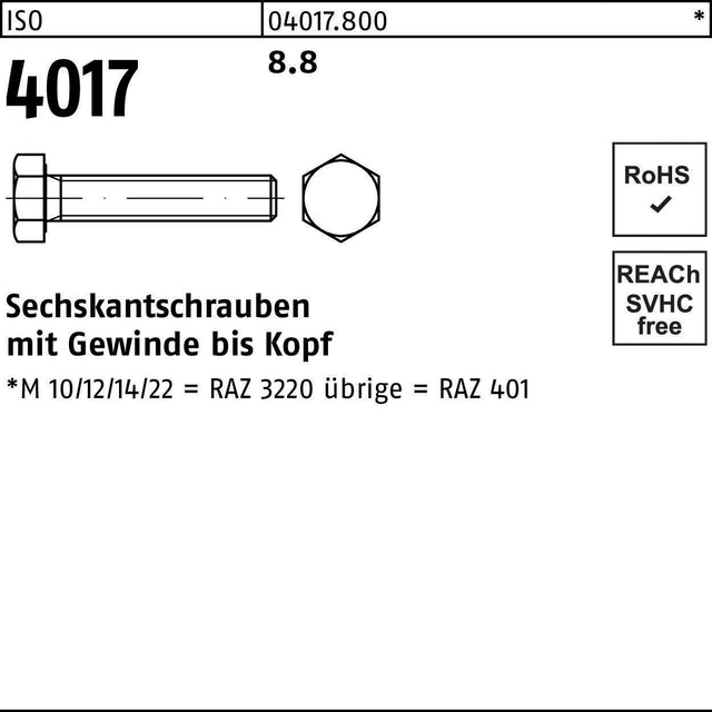 BUFAB Sechskantschraube ISO 4017 8.8 M16 x 320 mm