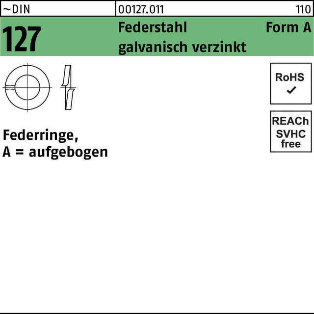 F. REYHER Federring DIN 127 A 30 aus Federstahl, galvanisch verzinkt