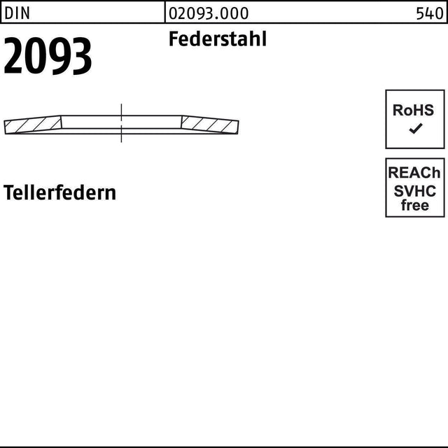 F. REYHER Tellerfeder DIN 2093 200x82,0x8,0 aus Federstahl