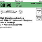 SPAX Glasleistenschrauben mit SPAX CUT-Spitze und Fräsrippen, Seko = Senkkopf Z = Pozidriv Kreuzschlitz / Stahl / YELLOX