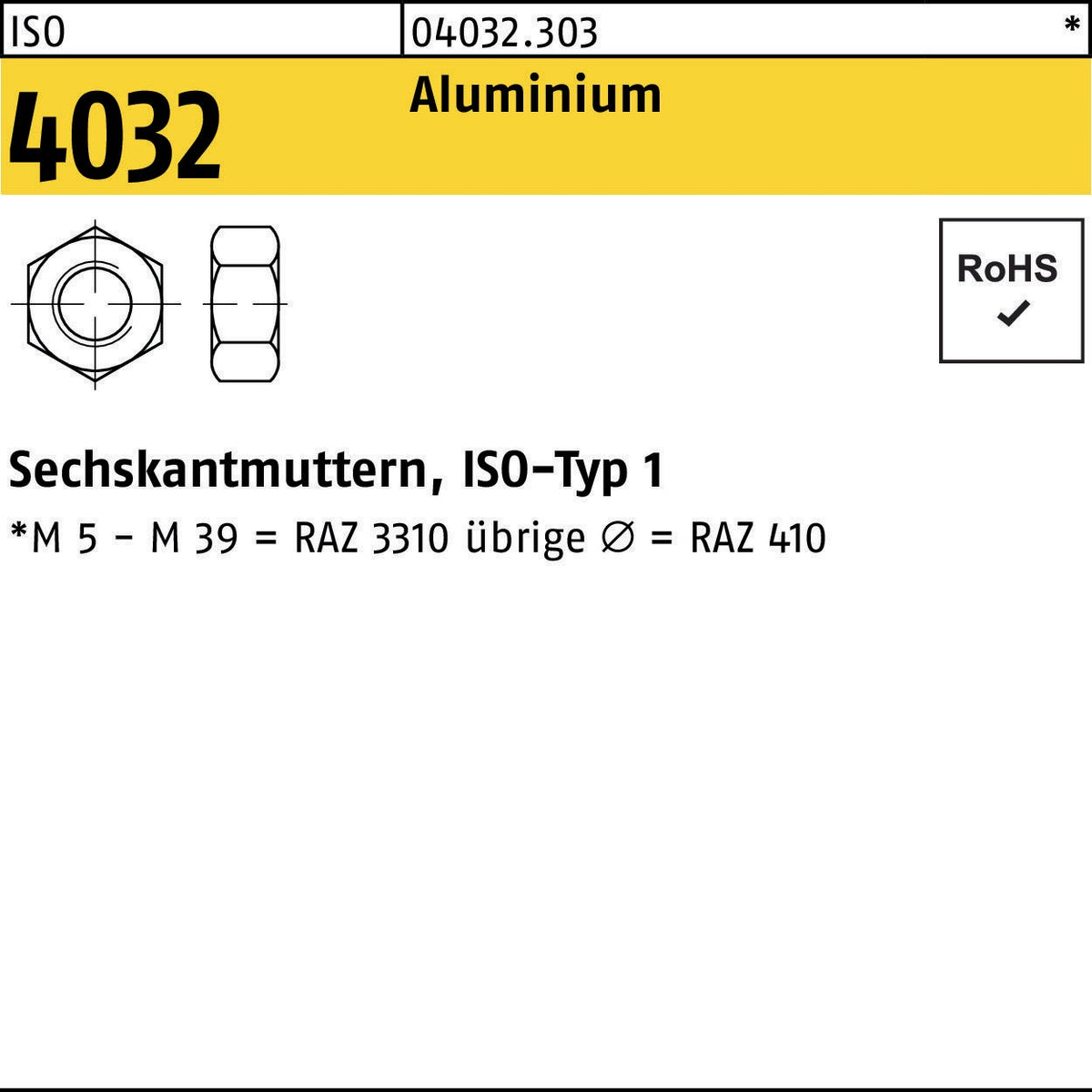BUFAB Sechskantmutter ISO 4032 M20, Festigkeitsklasse 10