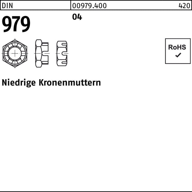 Kronenmutter DIN 979 niedrig M16 Automatenstahl von F. REYHER – 50 Stück