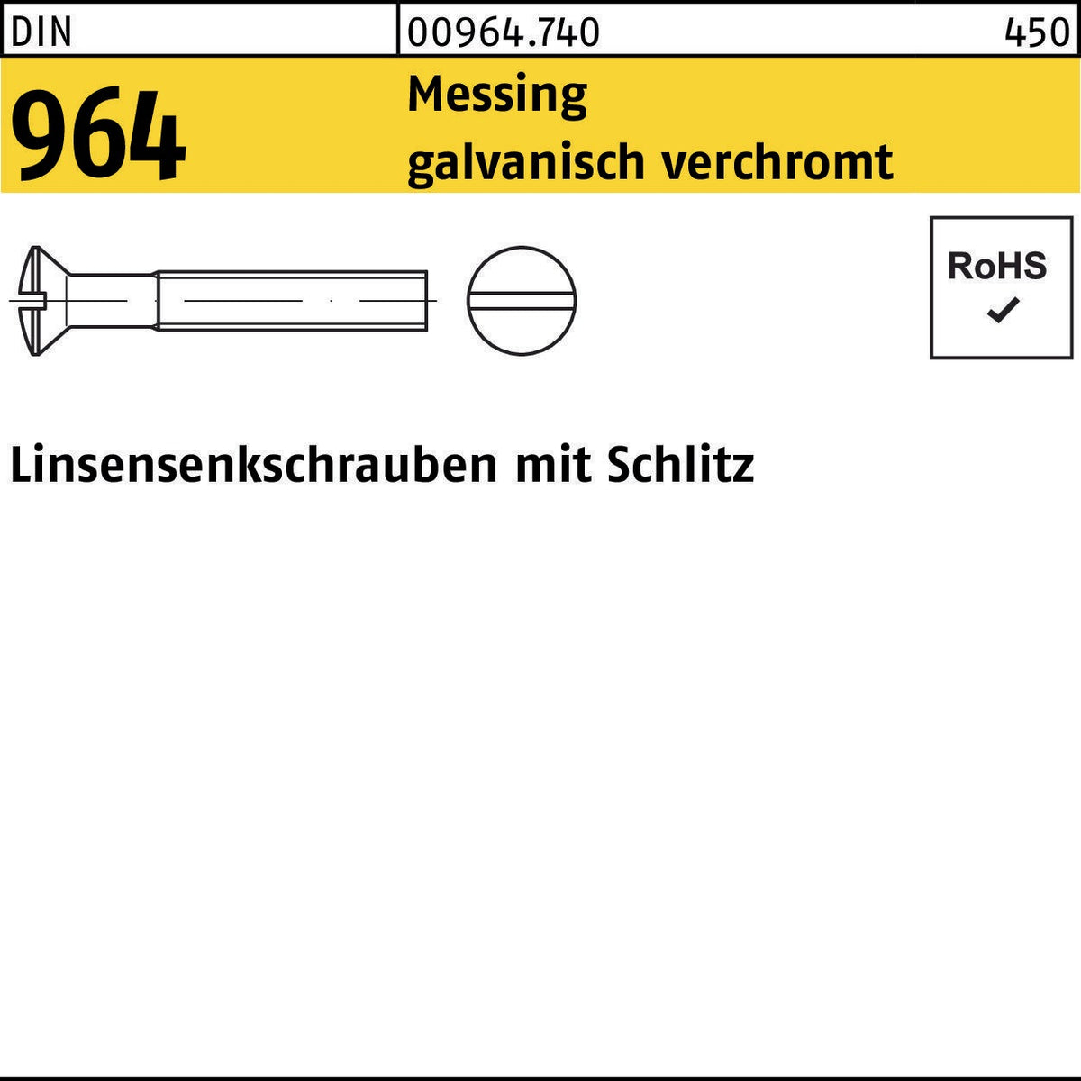 F. REYHER Linsensenkschraube DIN 964 Schlitz M6x60 Messing verchromt 100 Stück