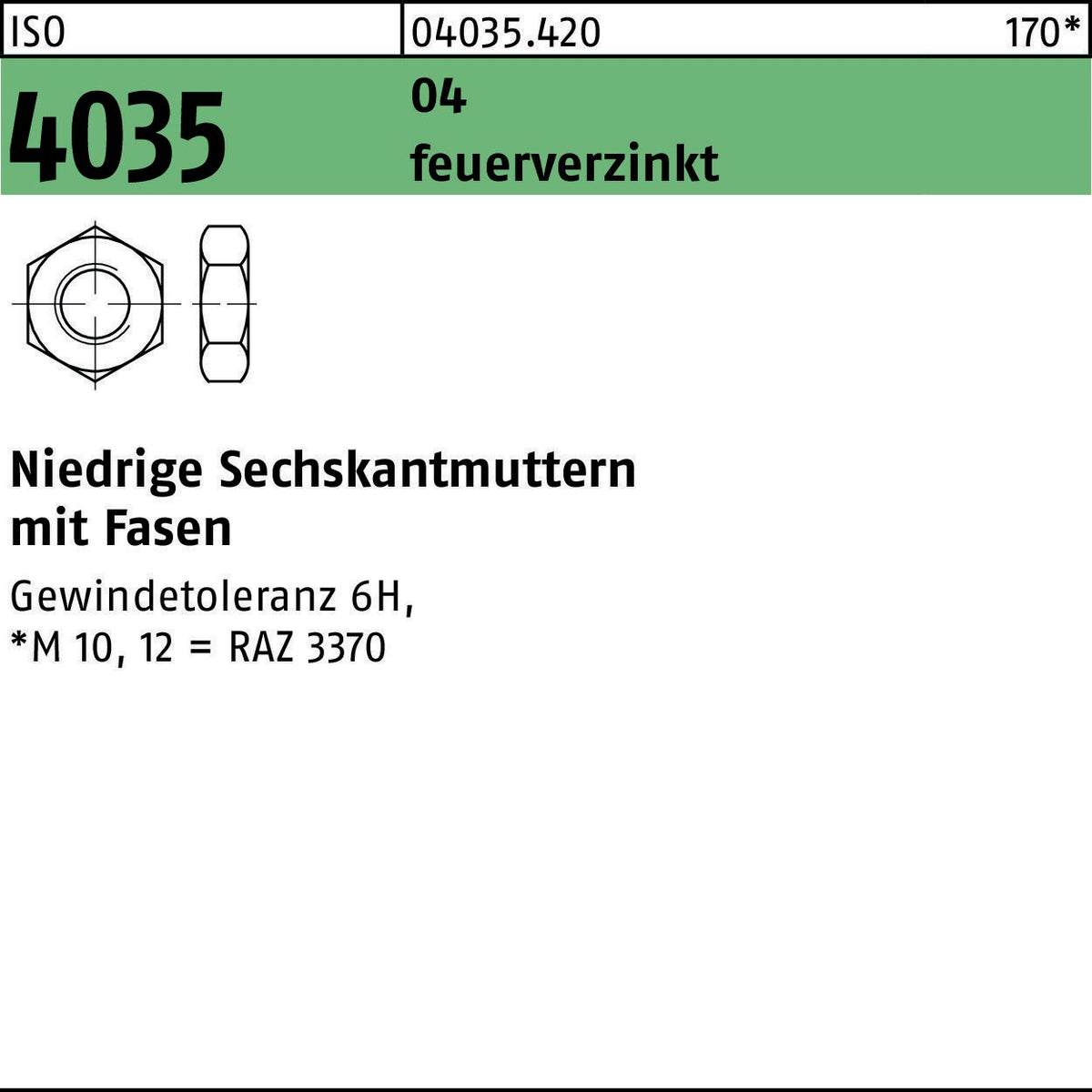 Sechskantmutter ISO 4035 Niedrig M27 Automatenstahl von F. REYHER – 25 Stück