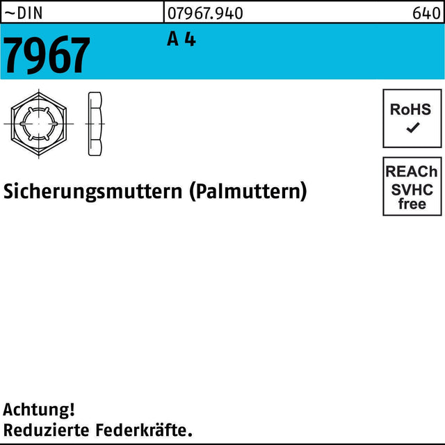 F. REYHER Sicherungsmutter DIN 7967 M27 A4 – 10 Stück Sechskantsicherungsmuttern