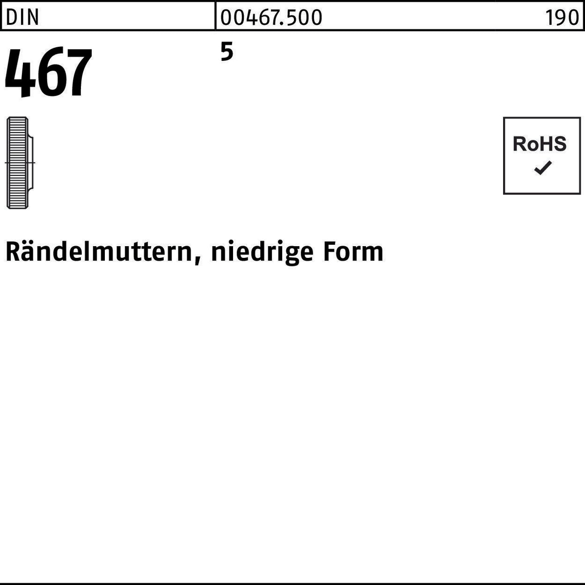 Rändelmutter DIN 467 niedrige Form M3 von F. REYHER – 100 Stück