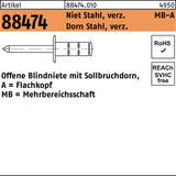 GESIPA Blindniete R 88474 Flachkopf 3,2 x 9,5 mm Aluminium/Stahl verzinkt 1000 Stück