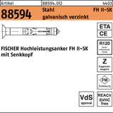 FISCHER Hochleistungsanker FH II-SK 10/15, Stahl galvanisch verzinkt