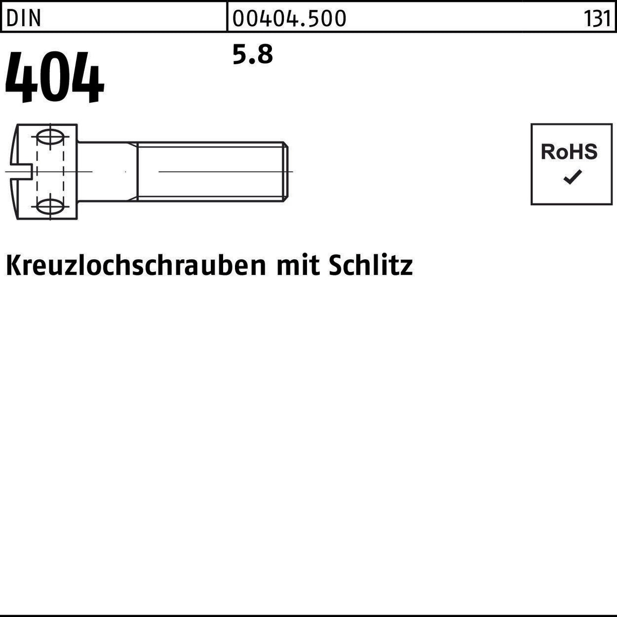 Kreuzlochschraube DIN 404 Schlitz M3x6 5.8 von F. REYHER – 100 Stück