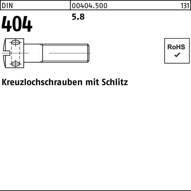 Kreuzlochschraube DIN 404 Schlitz M3x6 5.8 von F. REYHER – 100 Stück