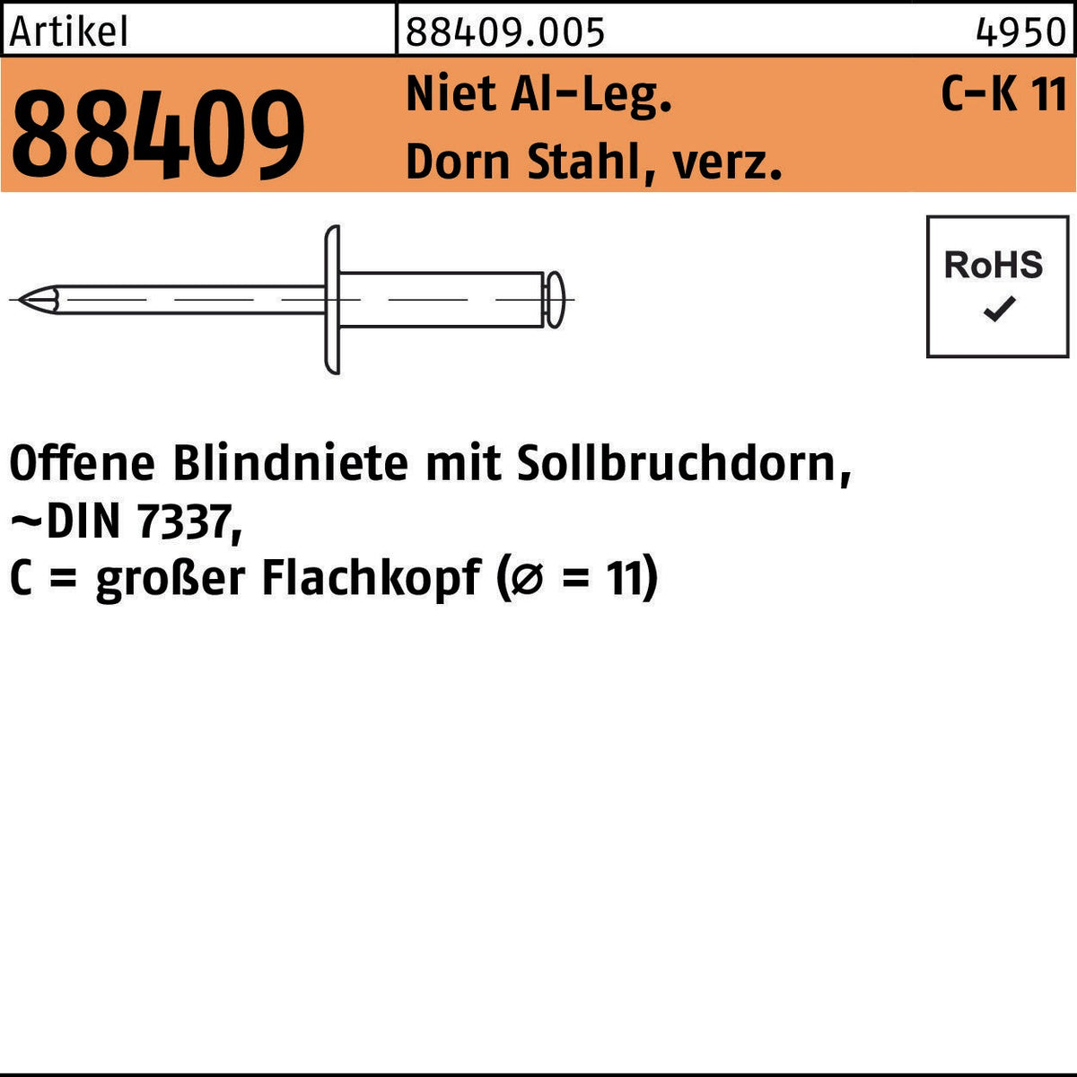 F. REYHER Blindniete R 88409 3,2x6 mm Aluminium/Stahl verzinkt