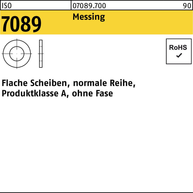 Unterlegscheiben ISO 7089 Messing 6,4 mm – 1000 Stück von BUFAB