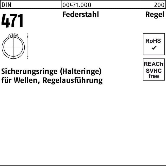 Sicherungsring DIN 471 65x2,5 mm Federstahl Regelausführung von F. REYHER – 50 Stück