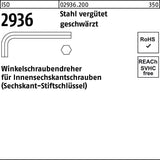 F. REYHER Winkelschraubendreher ISO 2936 SW 3 mm, 100 Stück, Stahl vergütet geschwärzt