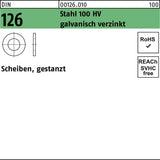 F. REYHER Unterlegscheibe DIN 126 5,5x10x1 mm Stahl 100 HV gestanzt