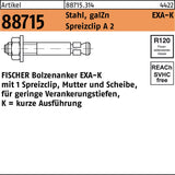 FISCHER Bolzenanker EXA 6/10 mit 2 Spreizclips, Mutter und Scheibe – 100 Stück