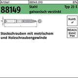 Stockschraube R 88149 Typ 23 E M5x40 Stahl galv. verzinkt – 100 Stück