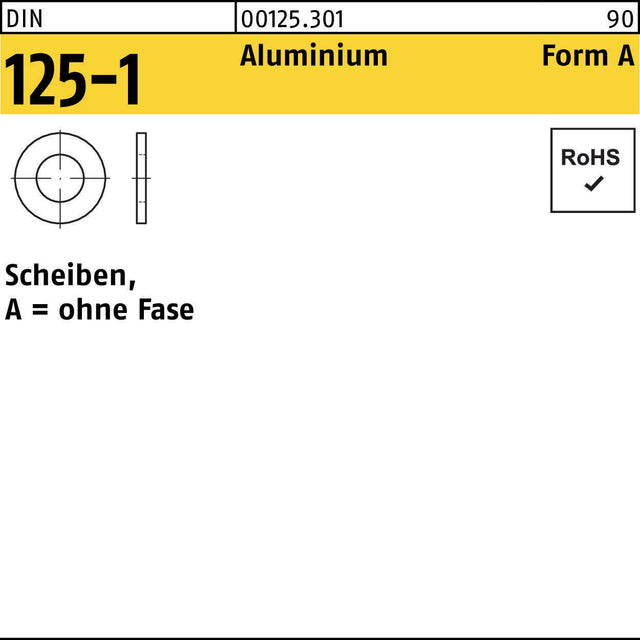 F. REYHER Unterlegscheiben DIN 125-1 A 6,4x12x1,6 mm Aluminium