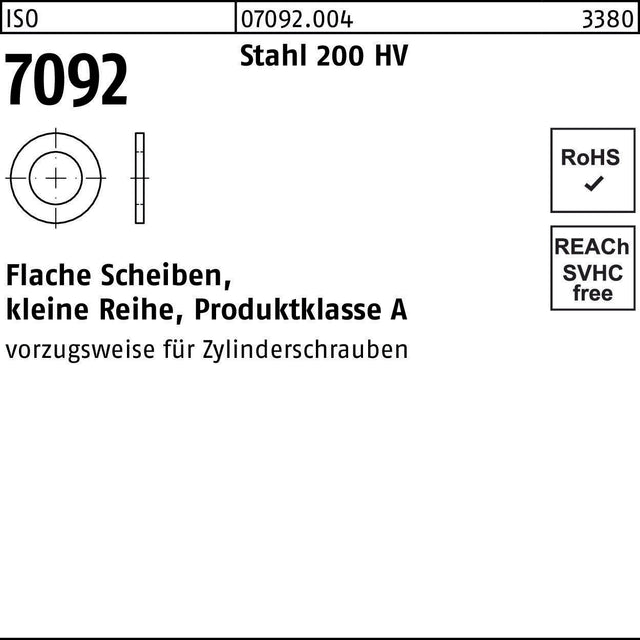Unterlegscheibe ISO 7092 – 18 mm, Stahl 200 HV, 500 Stück von F. REYHER