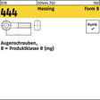 F. REYHER Augenschraube DIN 444 Form B M10 x 50 mm Messing