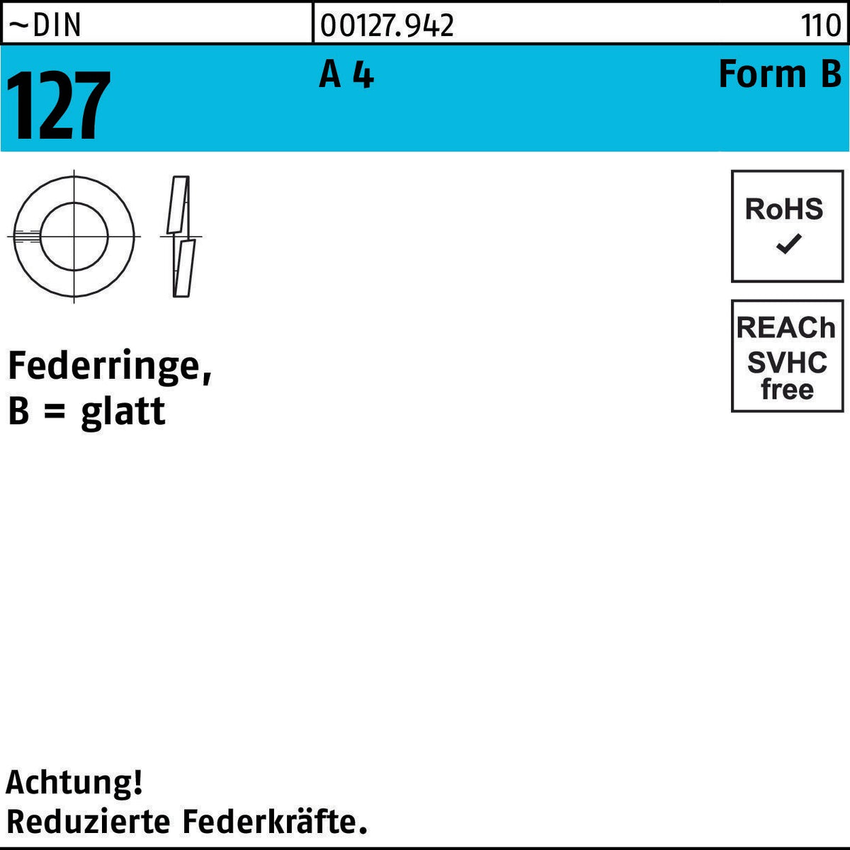 Federring DIN 127 B 2 mm Federstahl Form B – 1000 Stück von F. REYHER