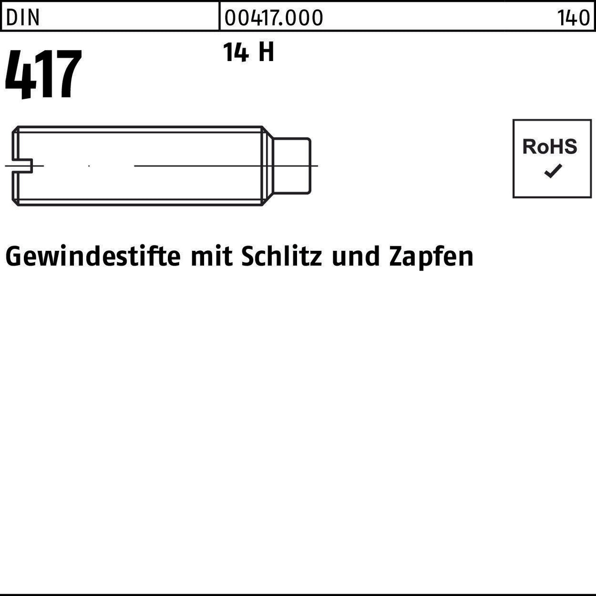 F. REYHER Gewindestifte DIN 417 mit Schlitz und Zapfen M3 x 5 mm