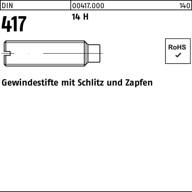 F. REYHER Gewindestifte DIN 417 mit Schlitz und Zapfen M3 x 5 mm