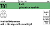 F. REYHER Drahtseilklemme DIN 741 U-förmig 3 mm/M4 Stahl galvanisch verzinkt 100 Stück