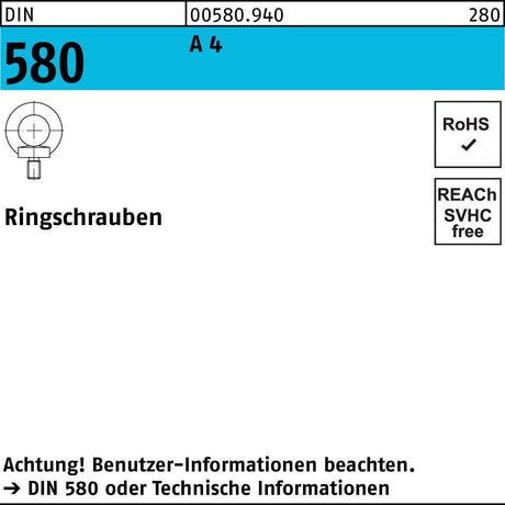 Ringschraube DIN 580 M18 C 15 E von F. REYHER – Hochwertige Ringschraube für vielseitige Anwendungen