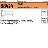 Blindnietmutter R 88424 SEKO M4 /1,5-3,5 Stahl galvanisch verzinkt 500 Stück