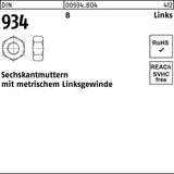 Sechskantmutter DIN 934 Linksgewinde M6 – 100 Stück von F. REYHER