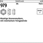 Niedrige Kronenmuttern, mit metrischem Feingewinde / 16 mm / Fein