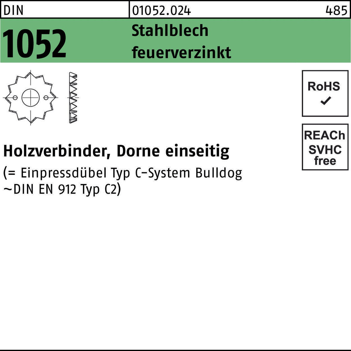 F. REYHER Holzverbinder DIN 1052 einseitig 50x13xM12 Temperguss galv. verzinkt 50 Stück