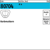 Korbmutter DIN 80704 M6 Messing von REYHER – 10 Stück