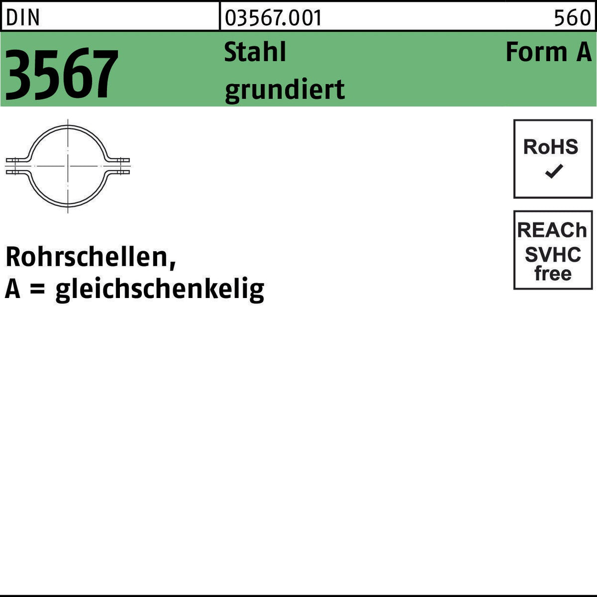F. REYHER Rohrschelle DIN 3567 gleichschenkelig A 22/NW 15 Stahl grundiert 100 Stück