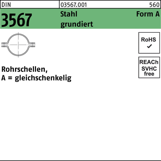 F. REYHER Rohrschelle DIN 3567 gleichschenkelig A 22/NW 15 Stahl grundiert 100 Stück