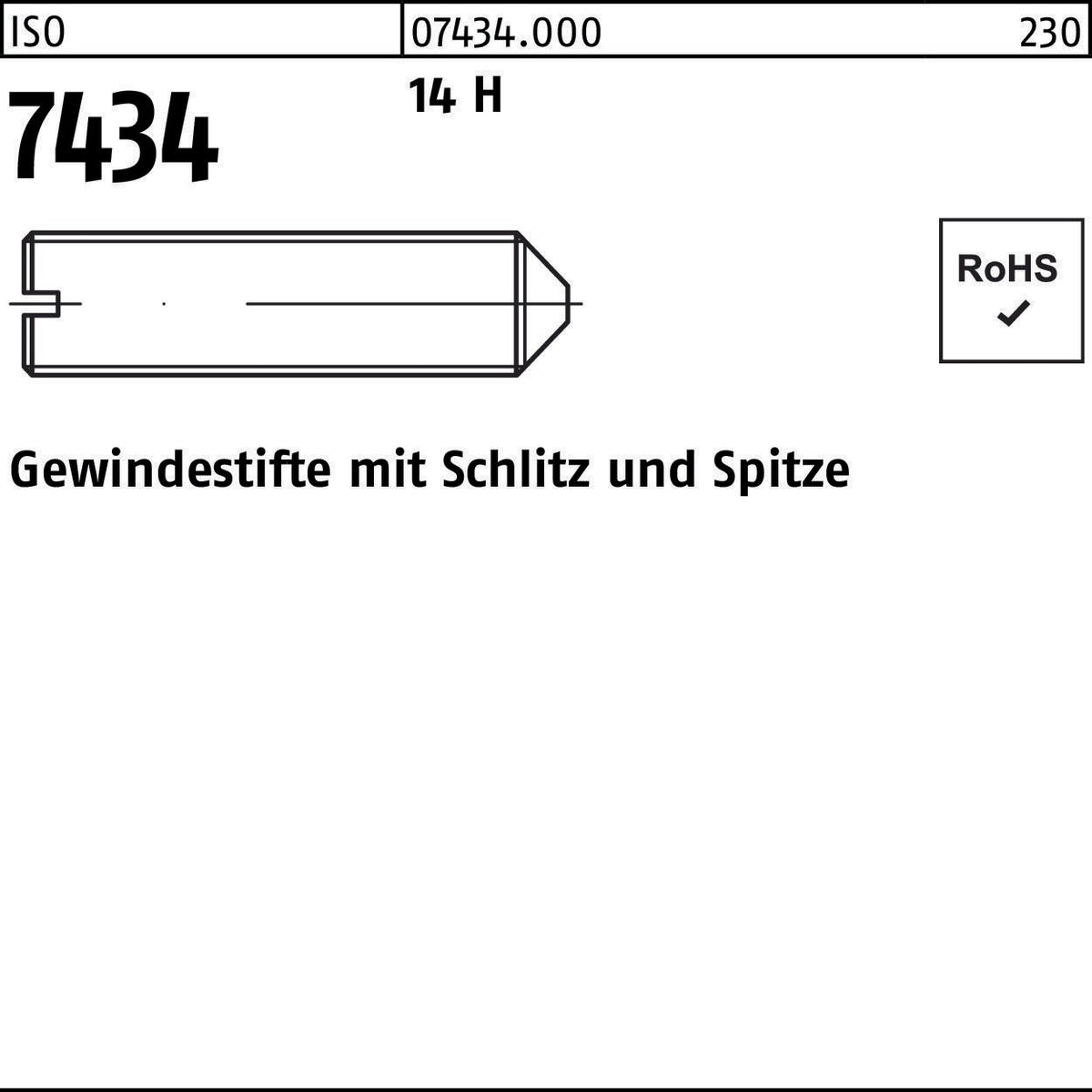 F. REYHER Gewindestifte ISO 7434 M2x3 mm mit Schlitz und Spitze
