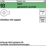Unterlegscheibe DIN 93 mit Lappen 4,3 mm Stahl blank von F. REYHER – 1000 Stück