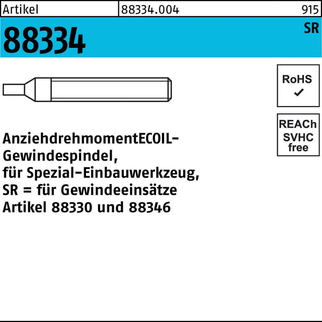 AMECOIL Gewindespindel R 88334 für Einbauwerkzeug SR M3 – Stahl