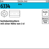 F. REYHER Sechskantmutter DIN 6334 M8 SW 13, 100 Stück, verzinkt, 10er-Pack