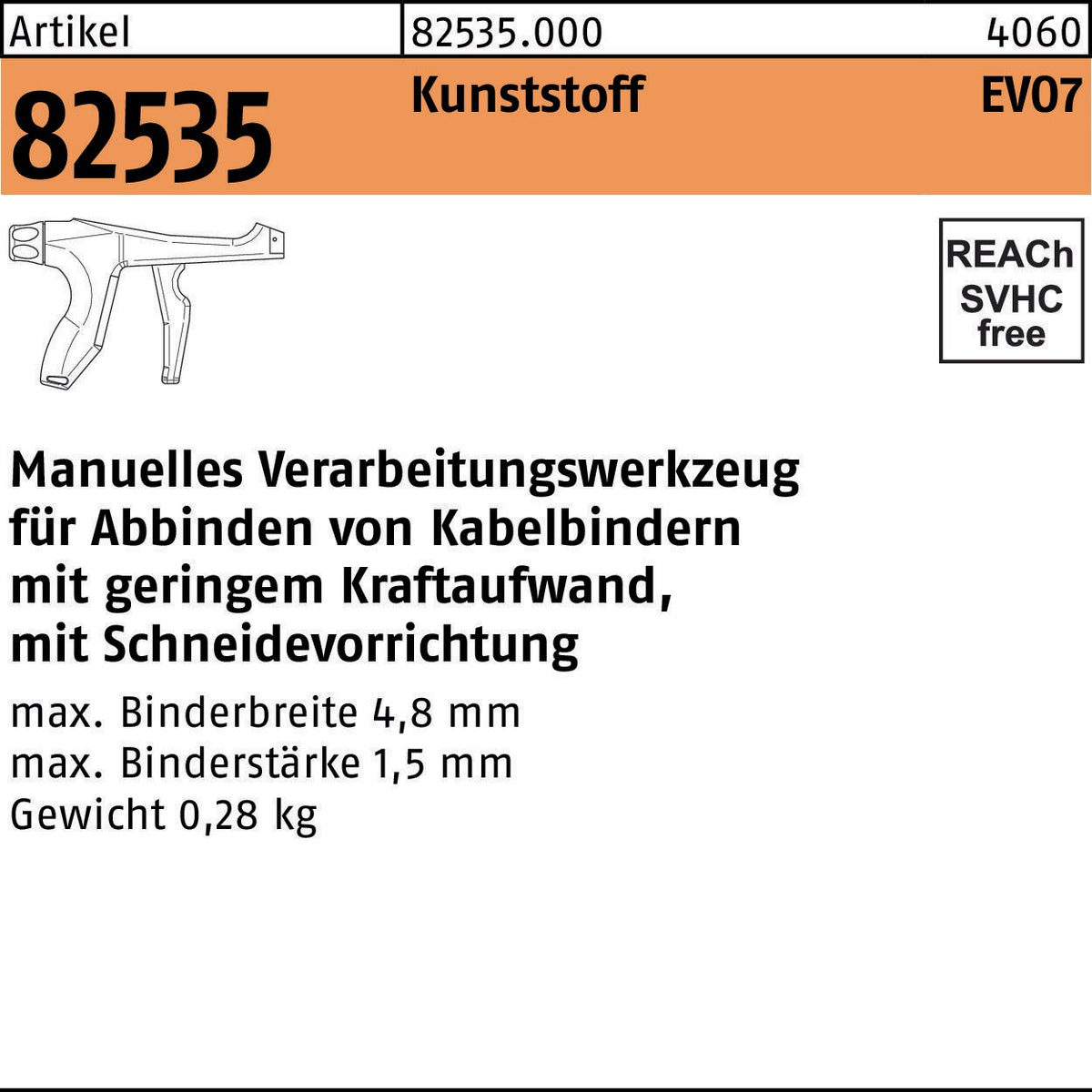 HELLERMANNTYTON EVO7 Kabelbinderzange – Manuelles Verarbeitungswerkzeug mit Schneidevorrichtung