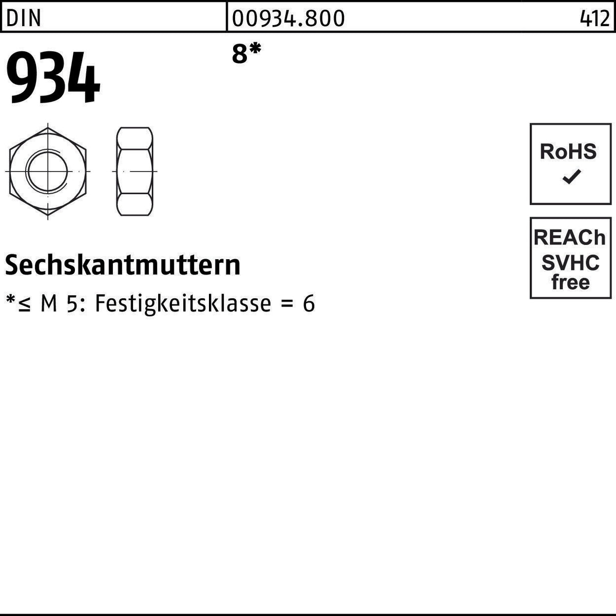 F. REYHER Sechskantmutter DIN 934 M2,5 8