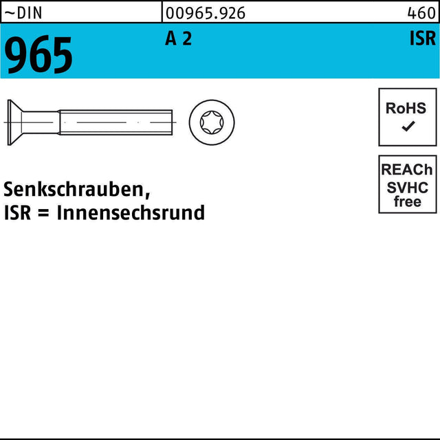 F. REYHER Senkschraube DIN 965 ISR M8x10-T40 A2