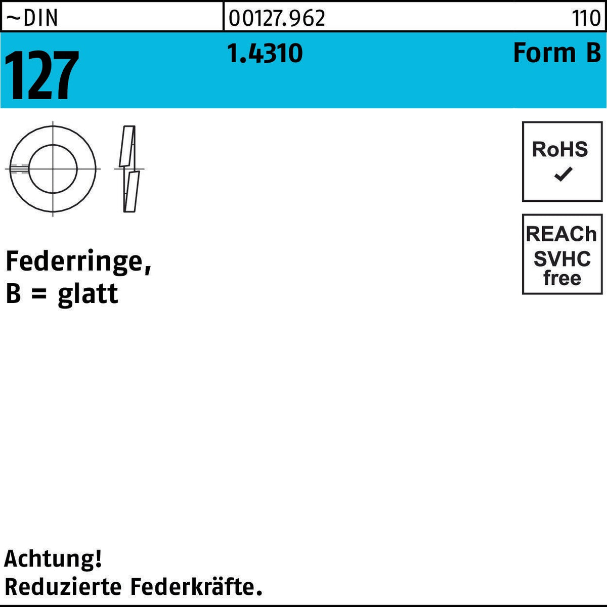 Federring DIN 127 B 27 mm A4 Edelstahl 10 Stück von F. REYHER