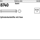 F. REYHER Zylinderkerbstift ISO 8740 mit Fasen 1,5 x 6 mm Stahl