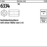 F. REYHER Sechskantmutter DIN 6334 M8 SW 13, 100 Stück, verzinkt, 10er-Pack