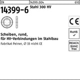 F. REYHER Scheibe EN 14399-6 rund 33 (34x60x5) Stahl 300 HV für HV-Verbindungen im Stahlbau